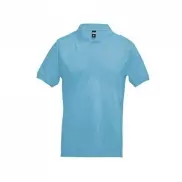 THC ADAM. Męska bawełniana koszulka polo z krótkim rękawem - Błękitny - M