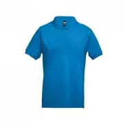 THC ADAM. Męska bawełniana koszulka polo z krótkim rękawem - Morski niebieski - L