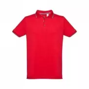THC ROME. Męska dwukolorowa bawełniana koszulka polo - Czerwony - L