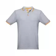 THC ROME. Męska dwukolorowa bawełniana koszulka polo - Jasnoy szary melanż - L