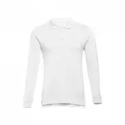 THC BERN WH. Męska bawełniana koszulka polo z długim rękawem - Biały - L