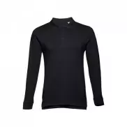 THC BERN. Męska koszulka polo z długim rękawem z bawełny zgrzebnej - Czarny - XL