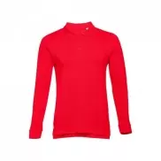 THC BERN. Męska koszulka polo z długim rękawem z bawełny zgrzebnej - Czerwony - L
