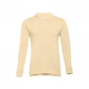 THC BERN. Męska koszulka polo z długim rękawem z bawełny zgrzebnej - Jasny brąz - XL
