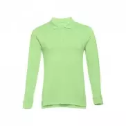 THC BERN. Męska koszulka polo z długim rękawem z bawełny zgrzebnej - Jasno zielony - L