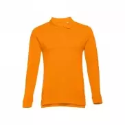 THC BERN. Męska koszulka polo z długim rękawem z bawełny zgrzebnej - Pomarańczowy - L
