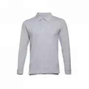 THC BERN. Męska koszulka polo z długim rękawem z bawełny zgrzebnej - Jasnoy szary melanż - XL