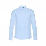 THC PARIS. Popelinowa koszula męska z długim rękawem - Błękitny - L