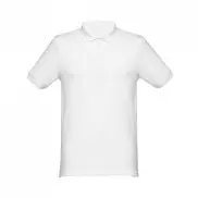 THC MONACO WH. Męska koszulka polo z krótkim rękawem z bawełny zgrzebnej - Biały - L