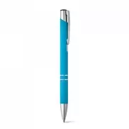 BETA SOFT. Aluminiowy długopis o gumowym wykończeniu - Błękitny