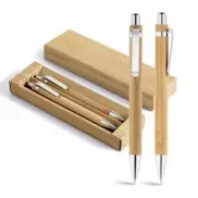 GREENY. Zestaw długopis i ołówek automatyczny, bambus - Naturalny