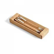 GREENY. Zestaw długopis i ołówek automatyczny, bambus - Naturalny