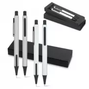 HUDSON. Zestaw długopis i ołówek automatyczny, aluminium - Satynowy srebrny