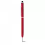 ZOE. Aluminiowy długopis z mechanizmem obrotowym i końcówką dotykową - Czerwony