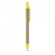REMI. Długopis z papieru kraft z klipsem - Żółty