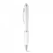 SANS. Długopis z mechanizmem obrotowym i metalowym klipsem - Biały