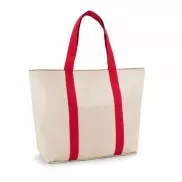 VILLE. Płócienna torba 100% bawełna z przednią i wewnętrzną kieszenią (280 g/m²) - Czerwony