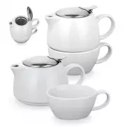 COLE. Porcelany zestaw do herbaty 2 w 1 - Biały