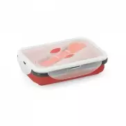 SAFFRON. Lunch Box. Wysuwane hermetyczne pudełko wykonane z silikonu i PP 640 mL - Czerwony