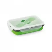 SAFFRON. Lunch Box. Wysuwane hermetyczne pudełko wykonane z silikonu i PP 640 mL - Jasno zielony