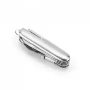 SOLDEN. Wielofunkcyjny nóż kieszonkowy ze stali nierdzewnej i metalu z mini latarką LED - Satynowy srebrny