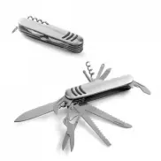 KAPRUN. Wielofunkcyjny nóż kieszonkowy ze stali nierdzewnej i metalu - Satynowy srebrny