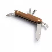 BELPIANO. Wielofunkcyjny nóż kieszonkowy ze stali nierdzewnej i drewna - Naturalny