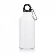 LANDSCAPE. Aluminiowa butelka sportowa z karabińczykiem 400 ml - Biały