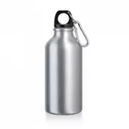 LANDSCAPE. Aluminiowa butelka sportowa z karabińczykiem 400 ml - Satynowy srebrny