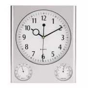 Prostokątny zegar ścienny SATURN, srebrny