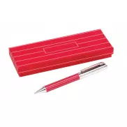Metal długopis ADORNO, czerwony, srebrny