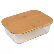 Pudełko na lunch ROSILI L z bambusową pokrywką. Pojemność ok. 1060 ml., brązowy, transparentny