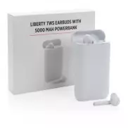 Power bank 5000 mAh, słuchawki bezprzewodowe TWS Liberty - biały