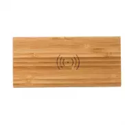 Bambusowa ładowarka bezprzewodowa 5W, zegar - drewno