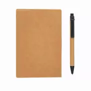Zestaw do notatek A6, karteczki samoprzylepne, długopis - brązowy
