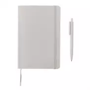 Antybakteryjny notatnik A5, długopis X3 - biały