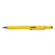 Długopis wielofunkcyjny, poziomica, śrubokręt, touch pen - żółty