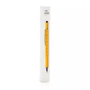 Długopis wielofunkcyjny, poziomica, śrubokręt, touch pen - żółty