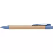 Długopis z kartonu z elementami ze słomy pszenicznej - niebieski