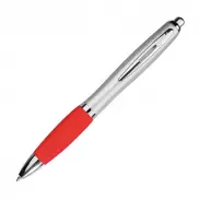 Długopis plastikowy, gumowany - czerwony