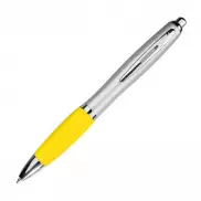 Długopis plastikowy, gumowany - żółty