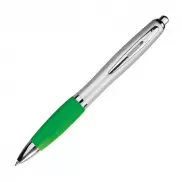 Długopis plastikowy, gumowany - zielony