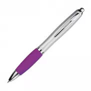 Długopis plastikowy, gumowany - fioletowy
