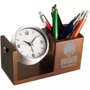 Aluminiowy zegar biurkowy z organizerem