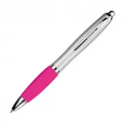Długopis plastikowy, gumowany - różowy