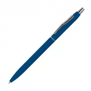Długopis metalowy, gumowany - niebieski