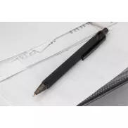Długopis metalowy, gumowany - czarny