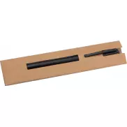 Metalowy długopis z bambusowym wykończeniem - czarny