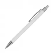 Długopis metalowy, gumowany - biały