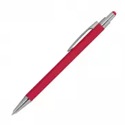 Długopis metalowy, gumowany - czerwony